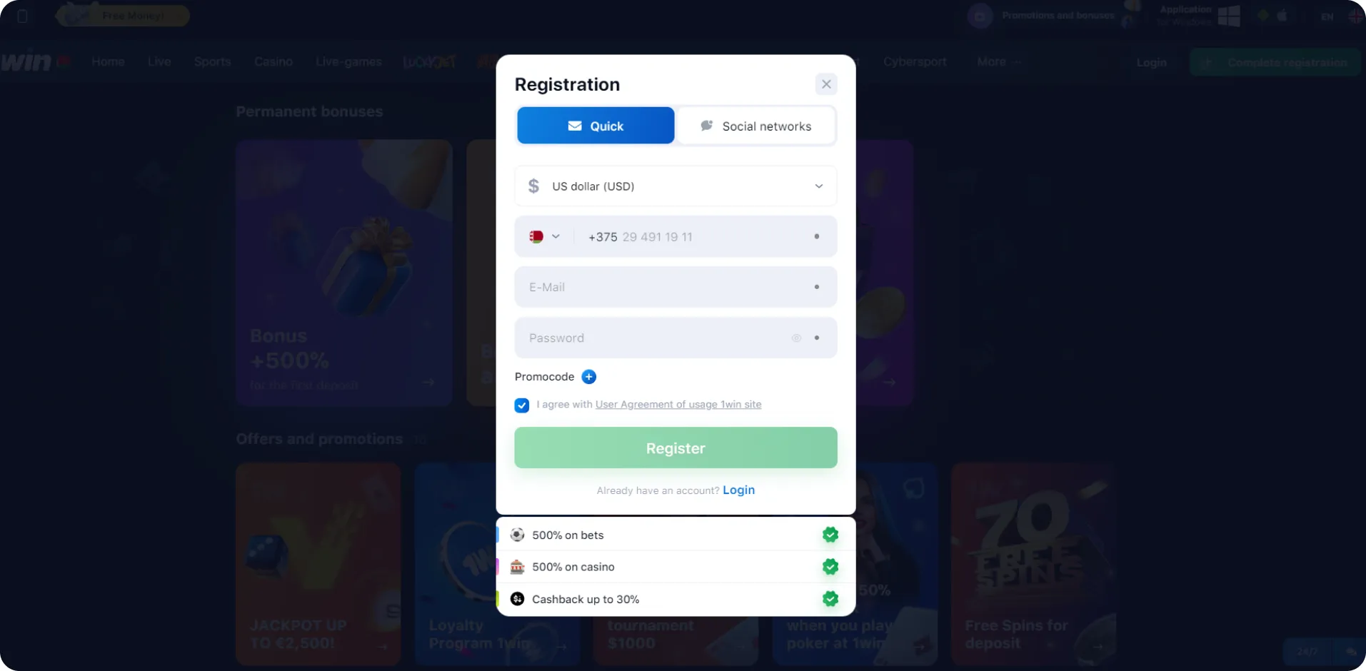 1win registration guide 1win sign up